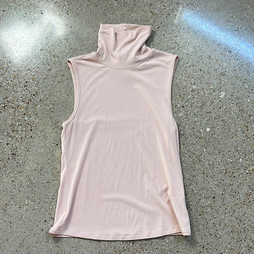 Theory Pale Pink Sleeveless Turtleneck Top